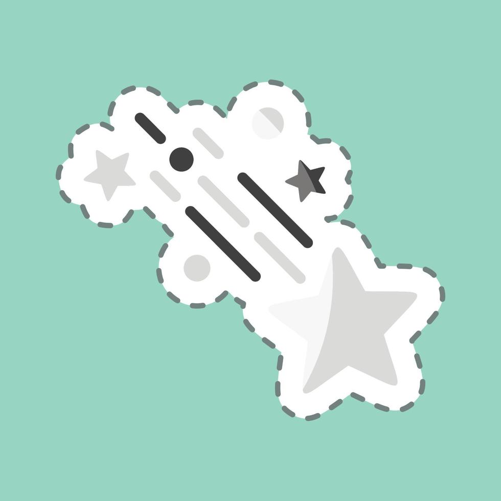 pegatina línea cortada estrella fugaz. relacionado con el símbolo de las estrellas. diseño simple editable. ilustración sencilla. iconos vectoriales simples vector