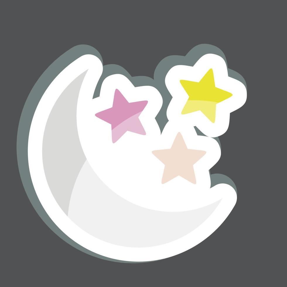 pegatina luna y estrellas. relacionado con el símbolo de las estrellas. diseño simple editable. ilustración sencilla. iconos vectoriales simples vector