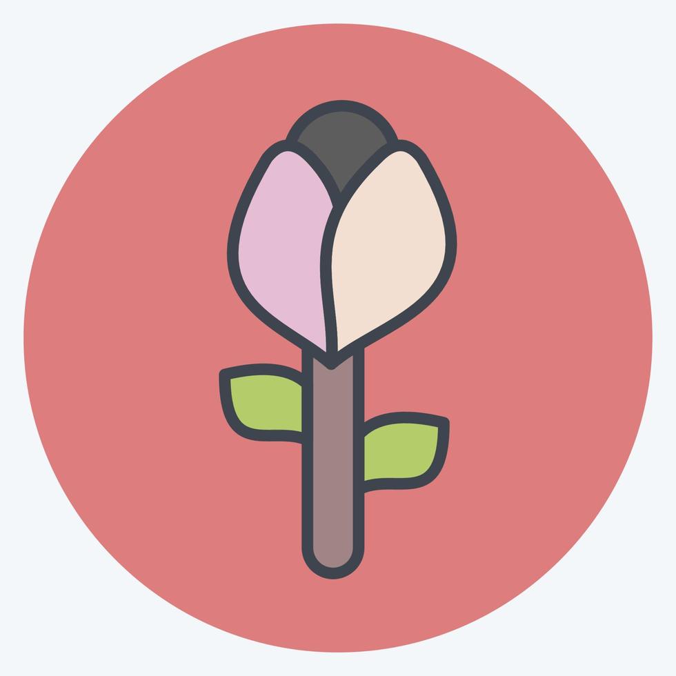 Icon Rose 2. related to Flora symbol. color mate style. simple illustration. plant. Oak. leaf. rose vector