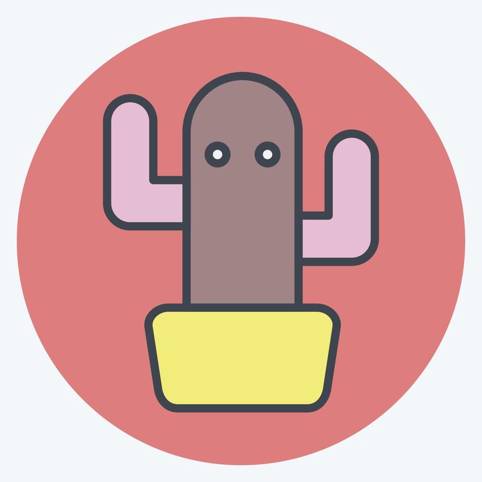 Icon Cactus 2. related to Flora symbol. color mate style. simple illustration. plant. Oak. leaf. rose vector