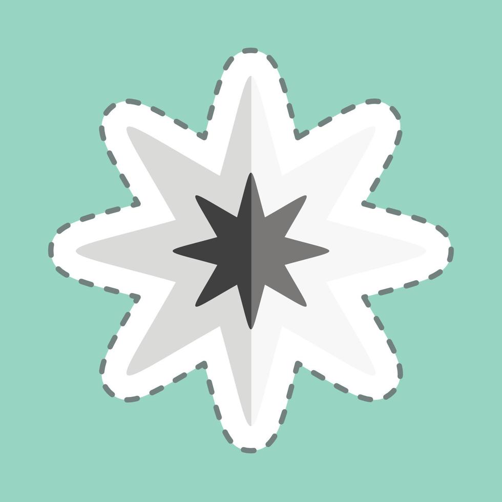 pegatina línea cortada estrella de ocho puntas. relacionado con el símbolo de las estrellas. diseño simple editable. ilustración sencilla. iconos vectoriales simples vector