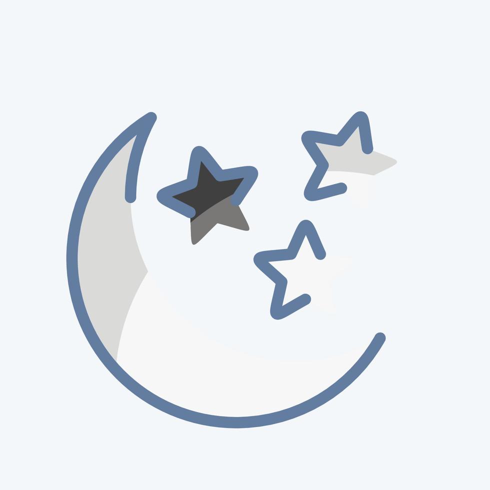 icono luna y estrellas. relacionado con el símbolo de las estrellas. estilo garabato. diseño simple editable. ilustración sencilla. iconos vectoriales simples vector