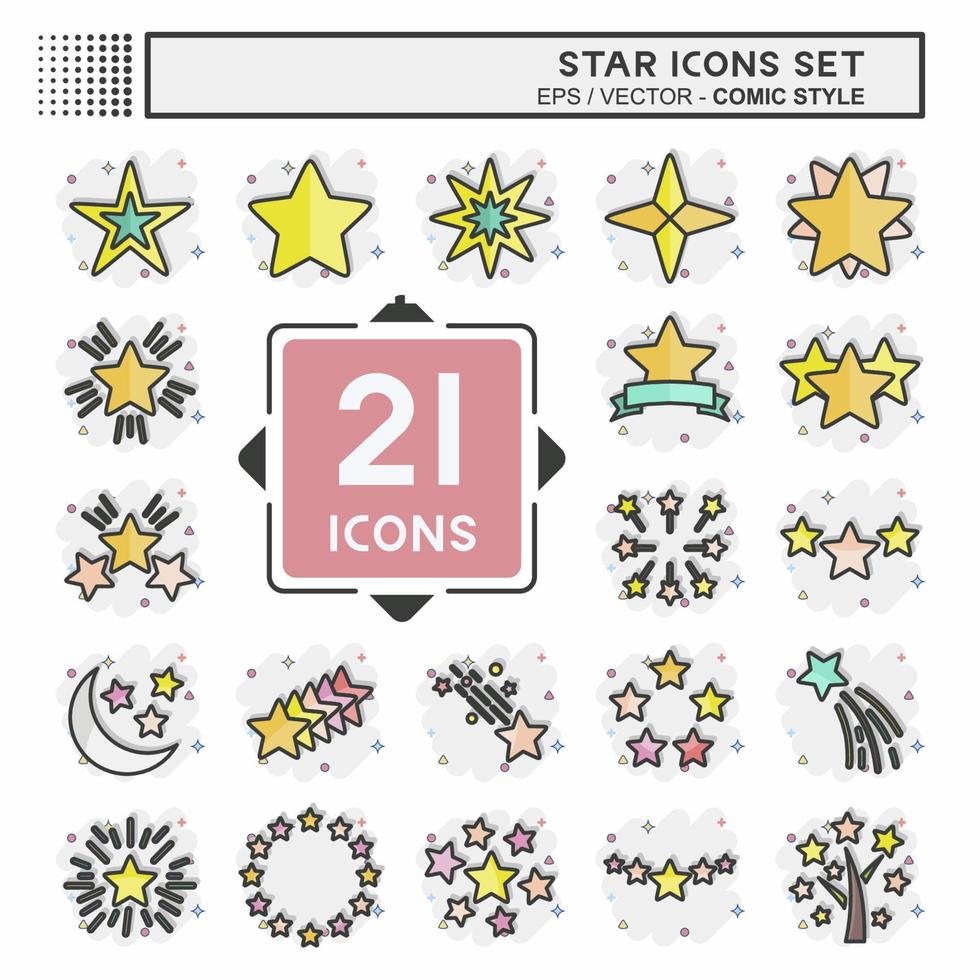 conjunto de iconos estrellas. relacionado con el símbolo de las estrellas. estilo cómico diseño simple editable. ilustración sencilla. iconos vectoriales simples vector