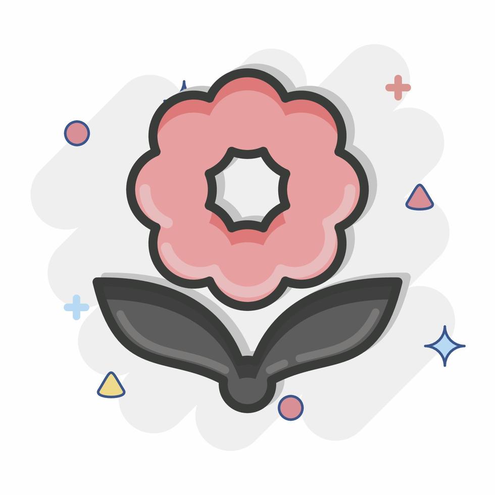 Icon Flower. related to Flora symbol. Comic Style. simple illustration. plant. Oak. leaf. rose vector