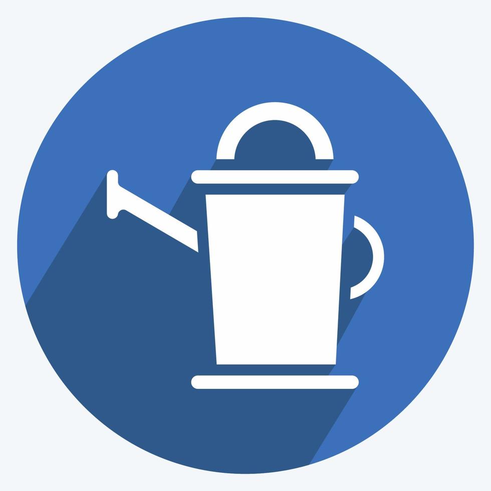 Icon Watering Can. related to Flora symbol. long shadow style. simple illustration. plant. Oak. leaf. rose vector