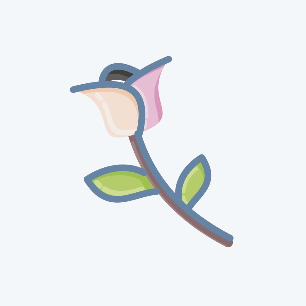 Icon Rose. related to Flora symbol. doodle style. simple illustration. plant. Oak. leaf. rose vector