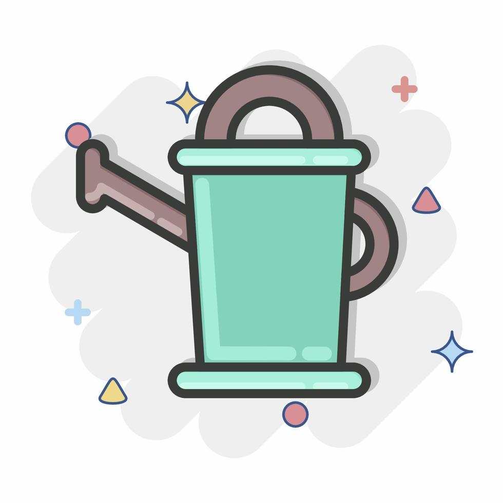 Icon Watering Can. related to Flora symbol. Comic Style. simple illustration. plant. Oak. leaf. rose vector