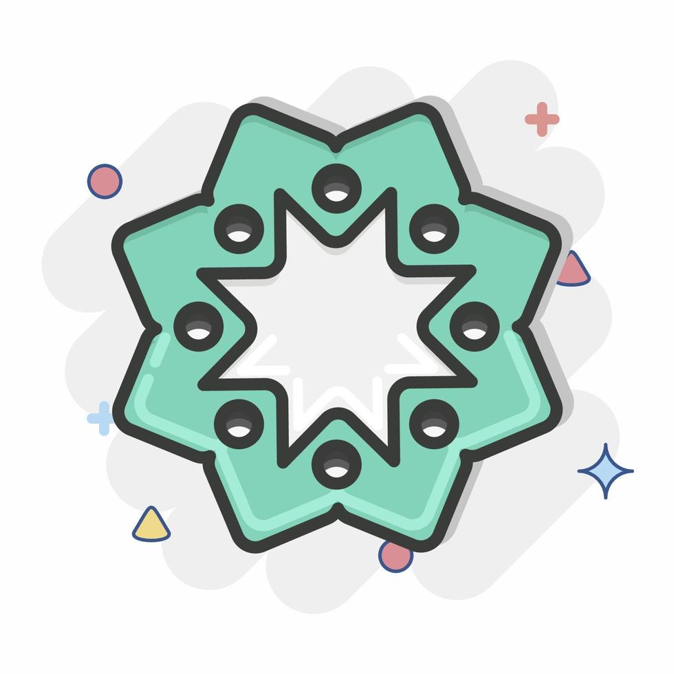 Icon Sun Flower. related to Flora symbol. Comic Style. simple illustration. plant. Oak. leaf. rose vector