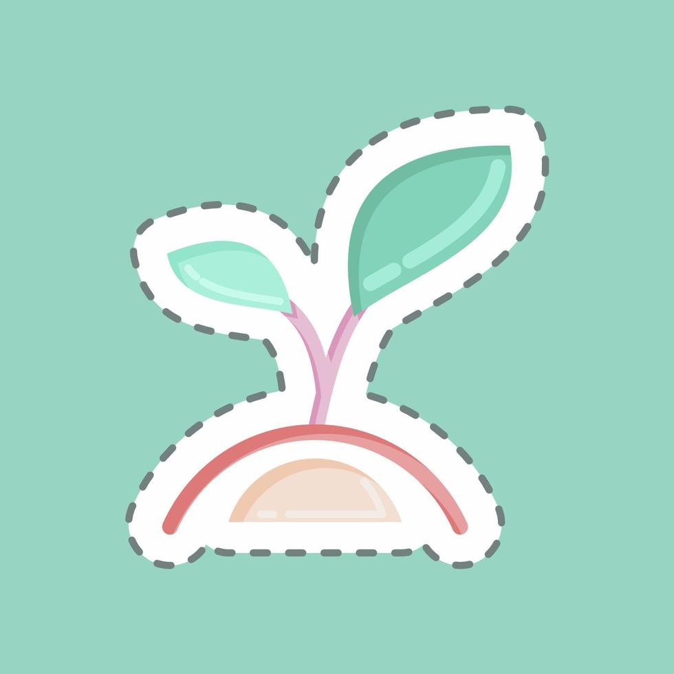 Sticker line cut Plant 3. related to Flora symbol. simple illustration. plant. Oak. leaf. rose vector