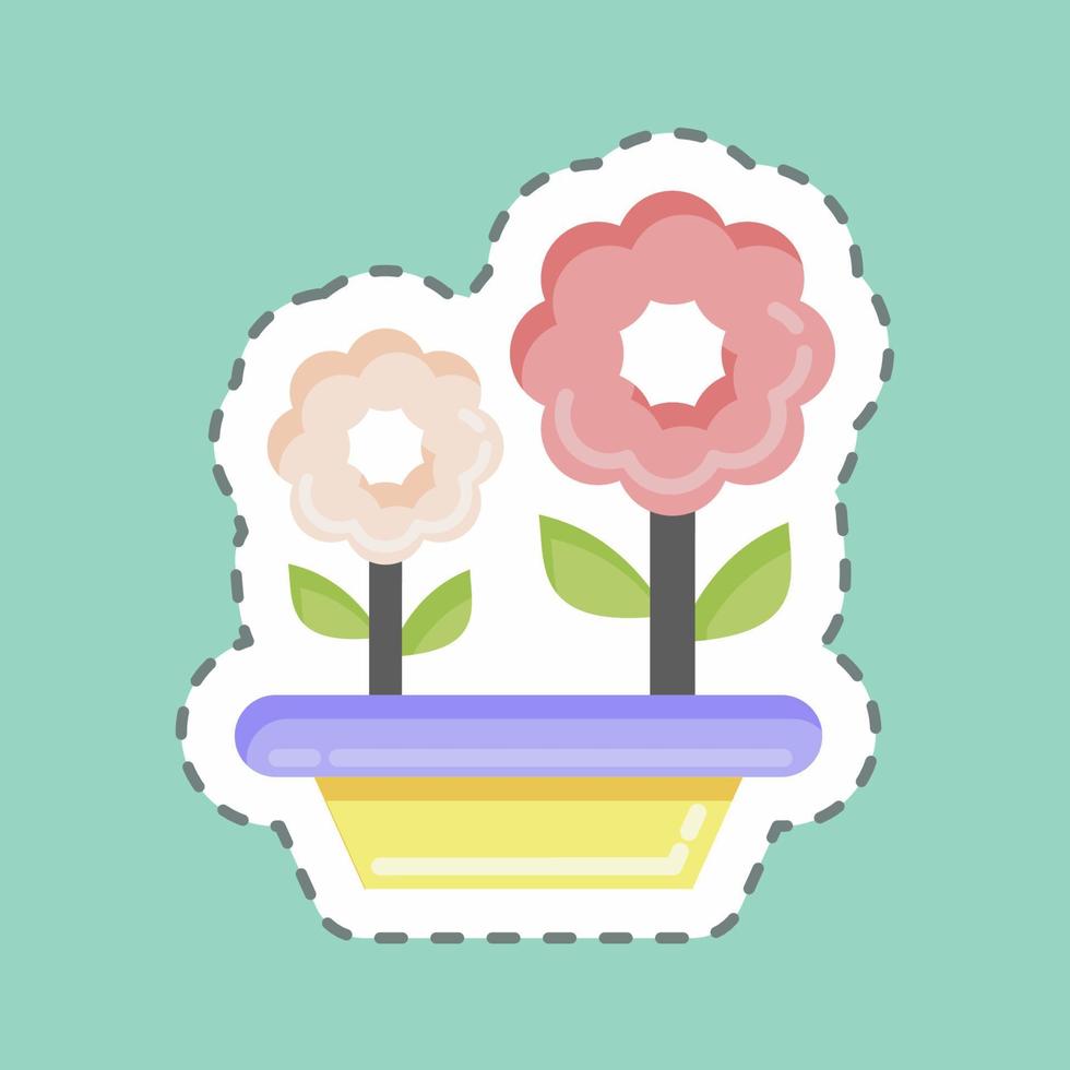 Sticker line cut Flowers. related to Flora symbol. simple illustration. plant. Oak. leaf. rose vector