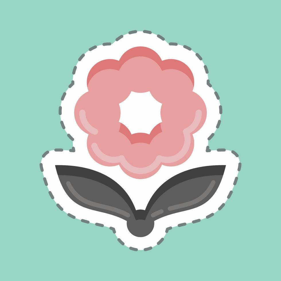 flor de corte de línea de pegatina. relacionado con el símbolo de la flora. ilustración sencilla. planta. roble. hoja. rosa vector