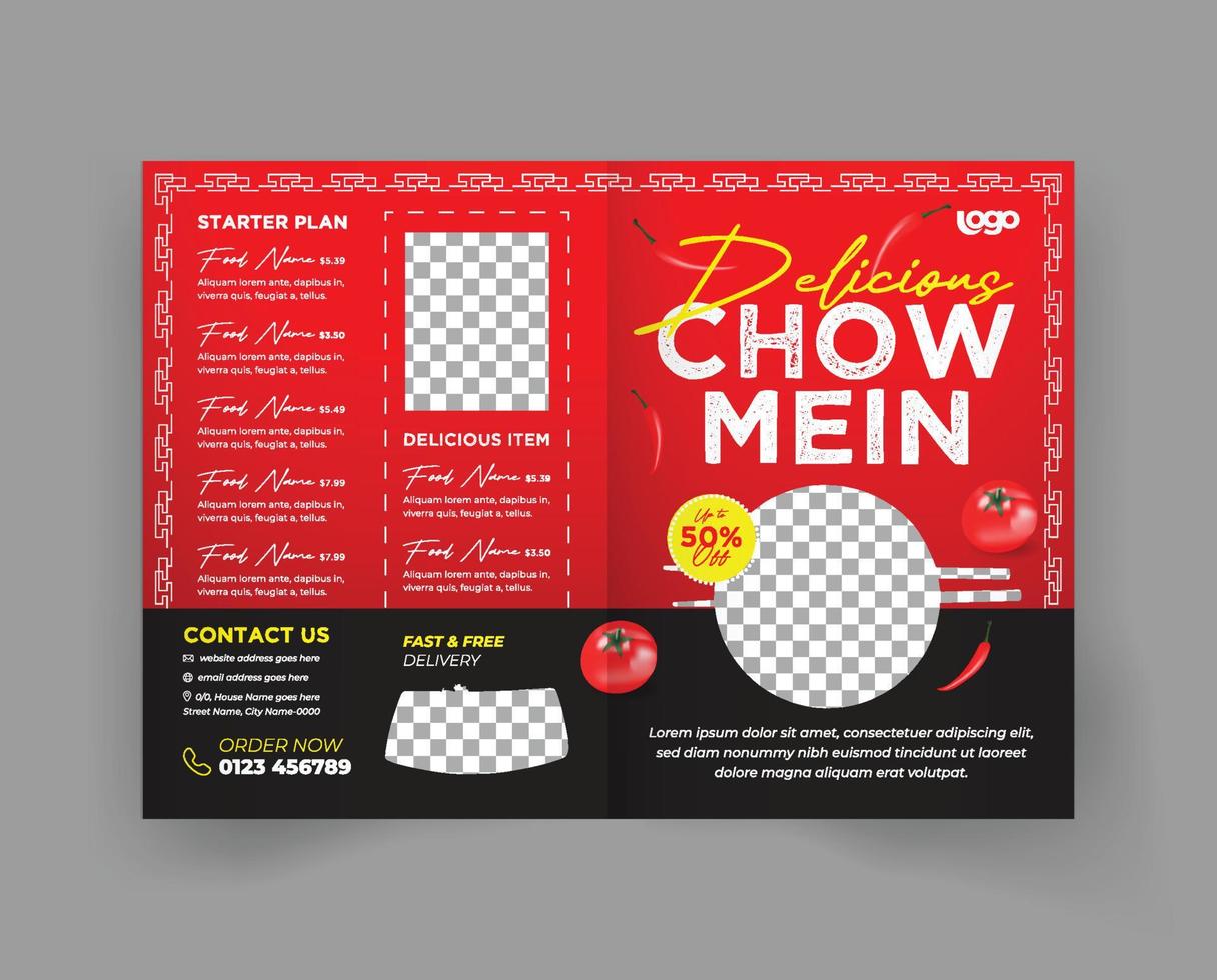 Bi Fold Menu Brochure for Traditional Chinese Restaurant vector