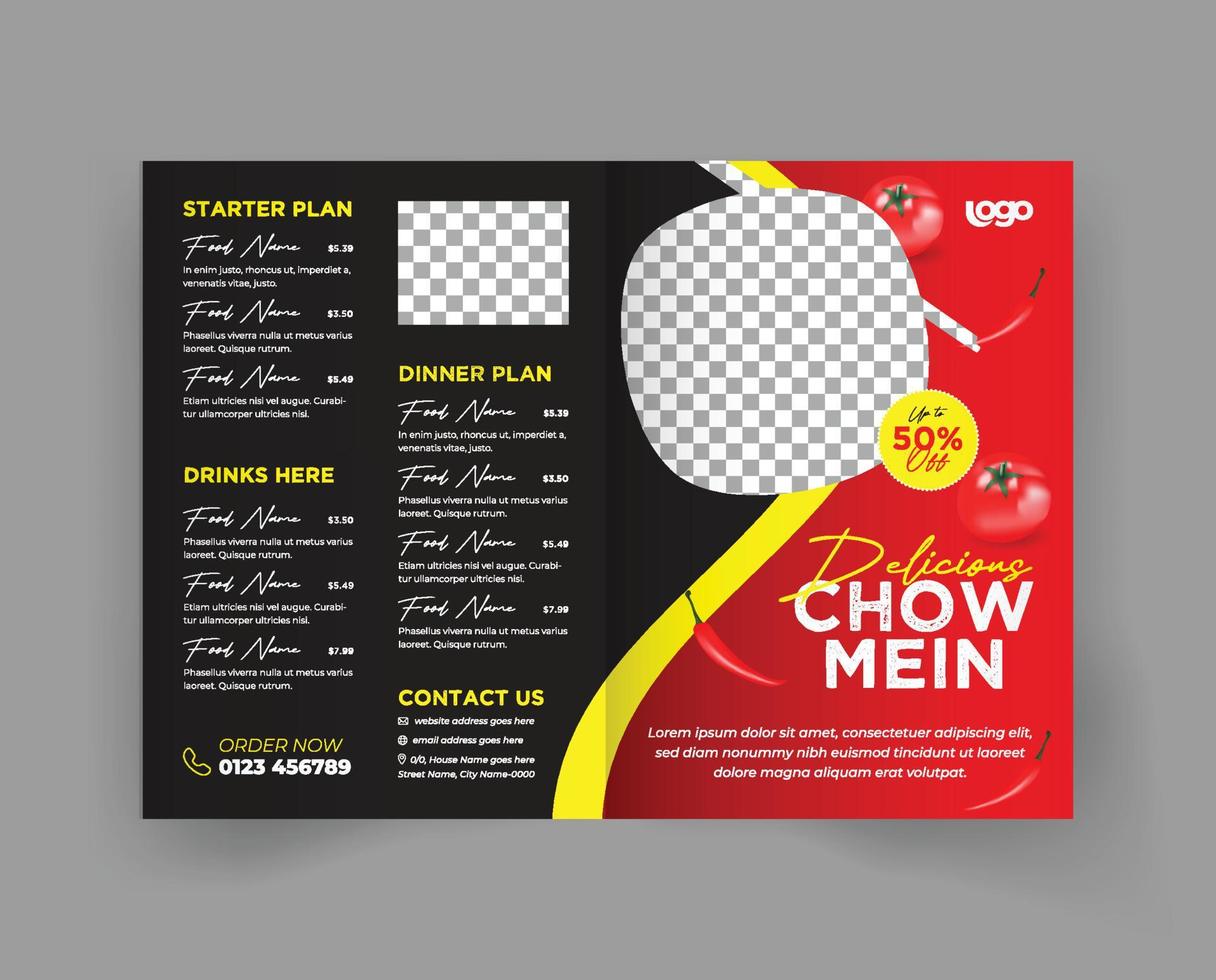 Chinese Restaurant Menu Bi FoldBrochure Template vector