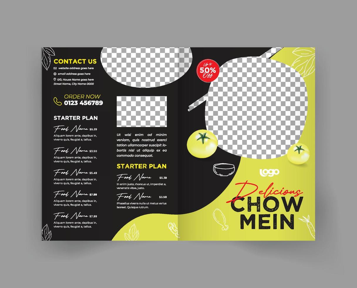 Fast Food Restaurant Menu Bi Fold Brochure Template vector