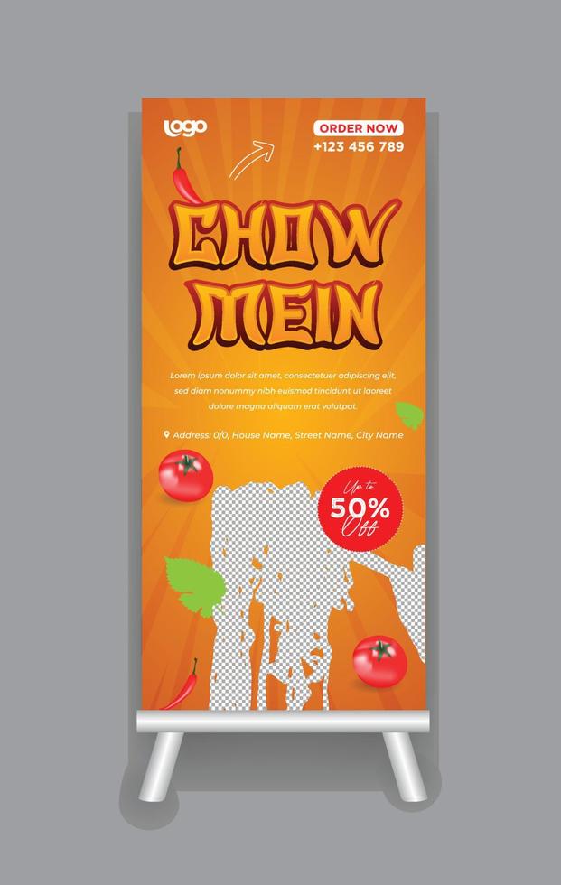 Chinese Restaurant Roll Up Banner Template vector