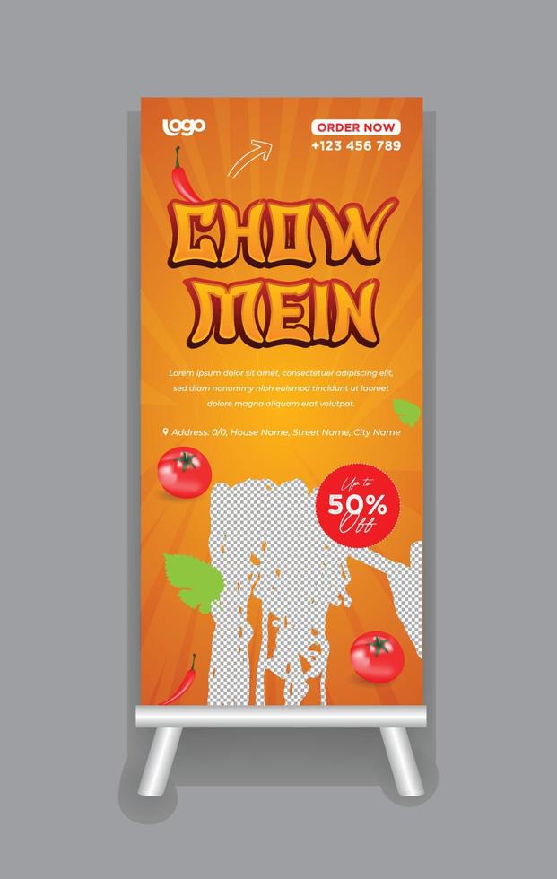 Chinese Restaurant Roll Up Banner Template vector