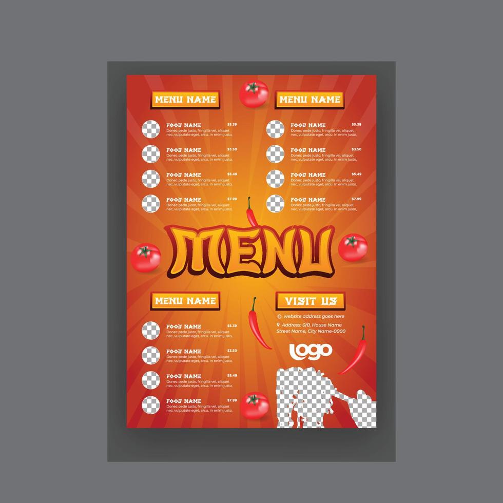 Chinese Restaurant Menu Flyer Template vector