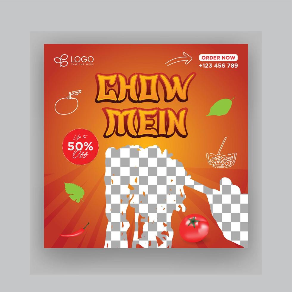 Chinese Restaurant Social Media Post Template vector