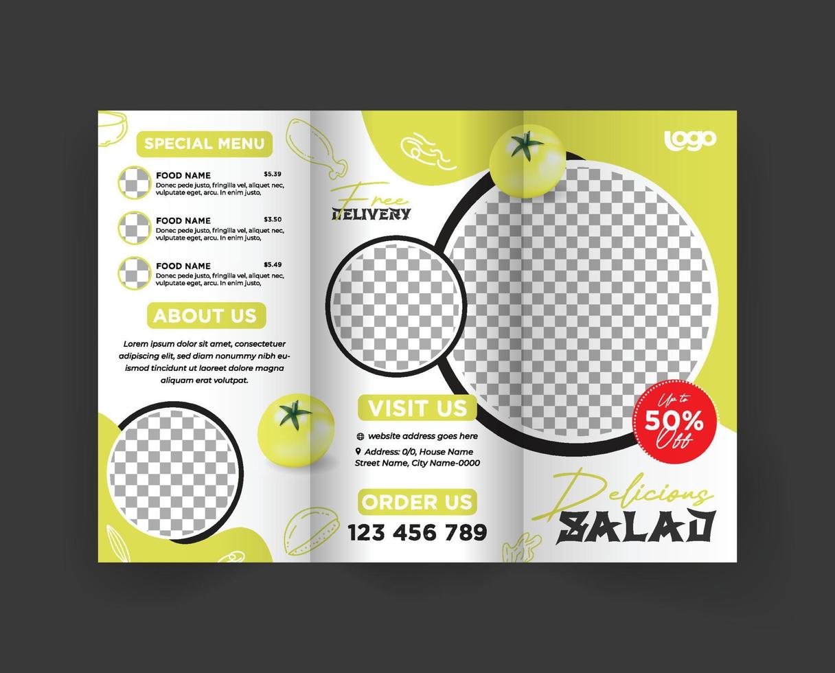 Asian Food Restaurant Menu Trifold Brochure vector