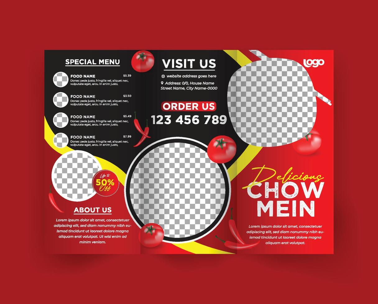 Trifold Menu Brochure for Traditional Chinese Restaurant vector