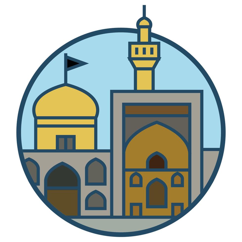 edificio mundialmente famoso - santuario iran imam reza vector