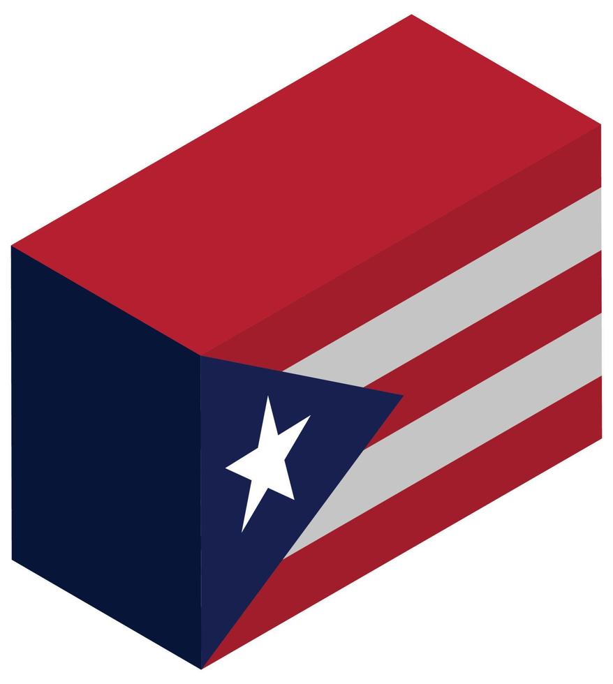 bandera nacional de puerto rico - representación isométrica 3d. vector