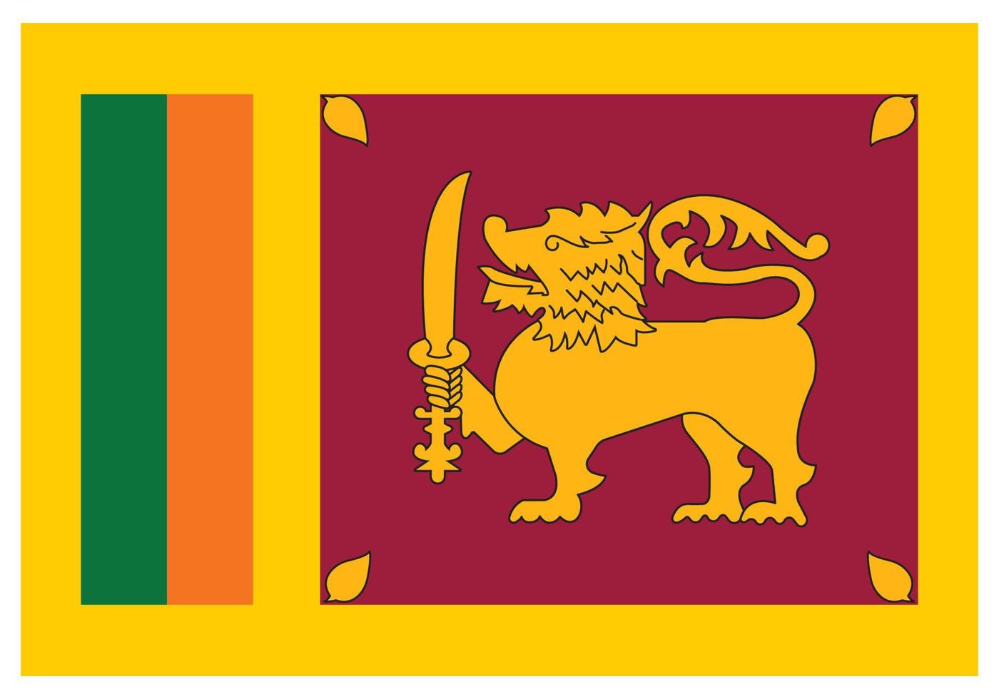 bandera nacional de sri lanka - icono de color plano. vector
