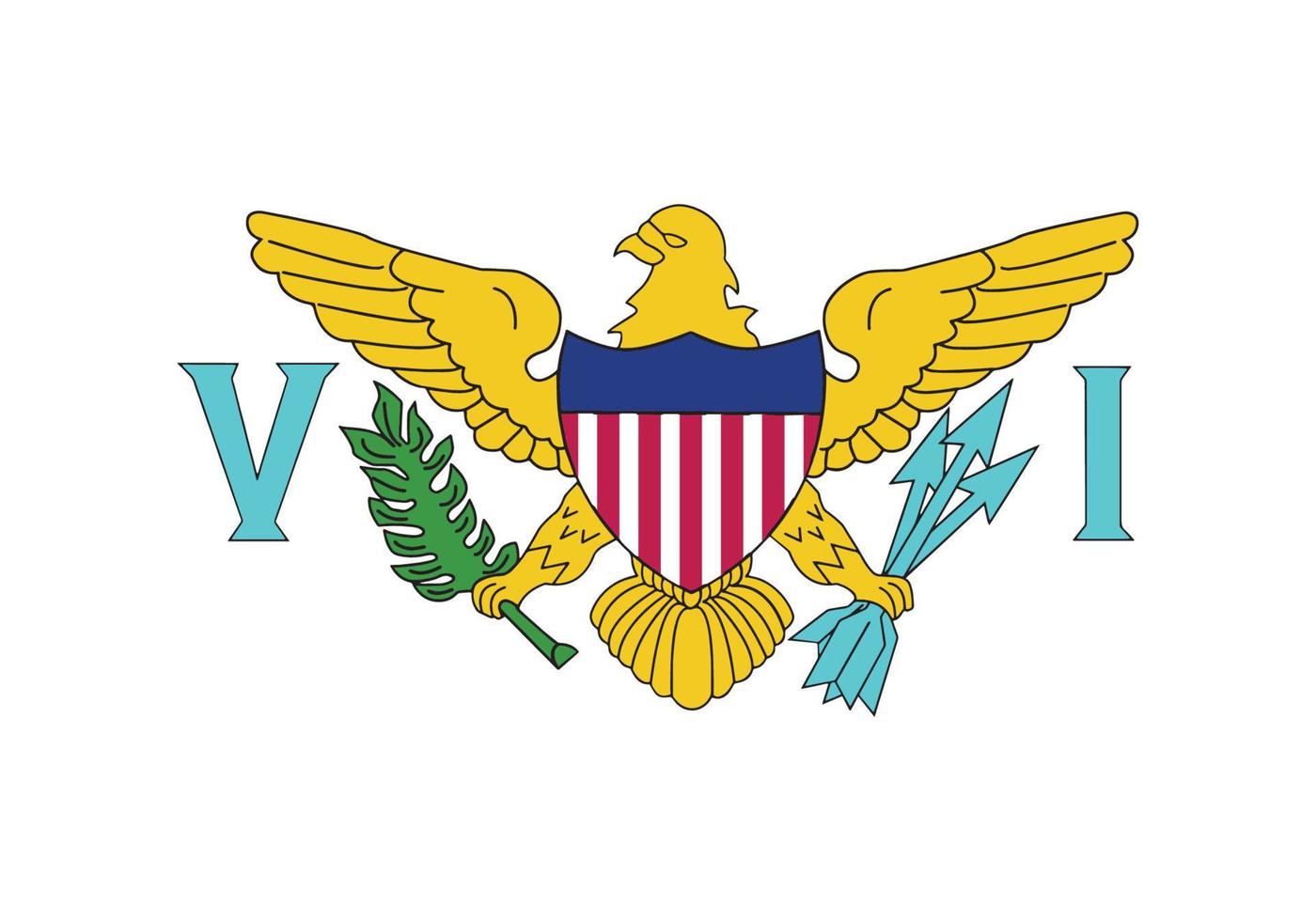National flag of Virgin Islands US - Flat color icon. vector
