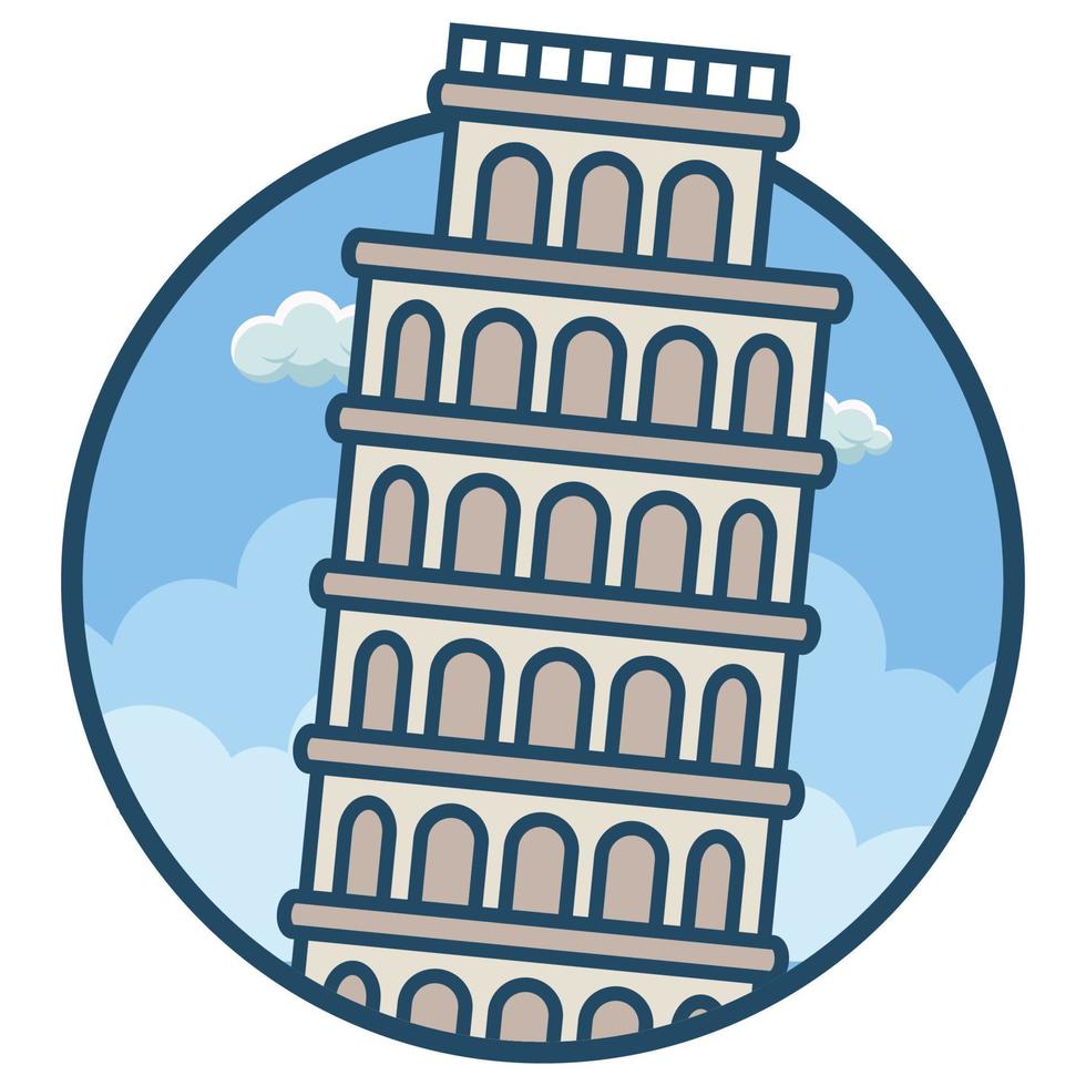 World famous building - Leaning Tower of Pisa vector