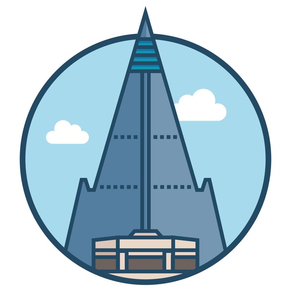 edificio mundialmente famoso - ryugyong hotel pyongyang vector