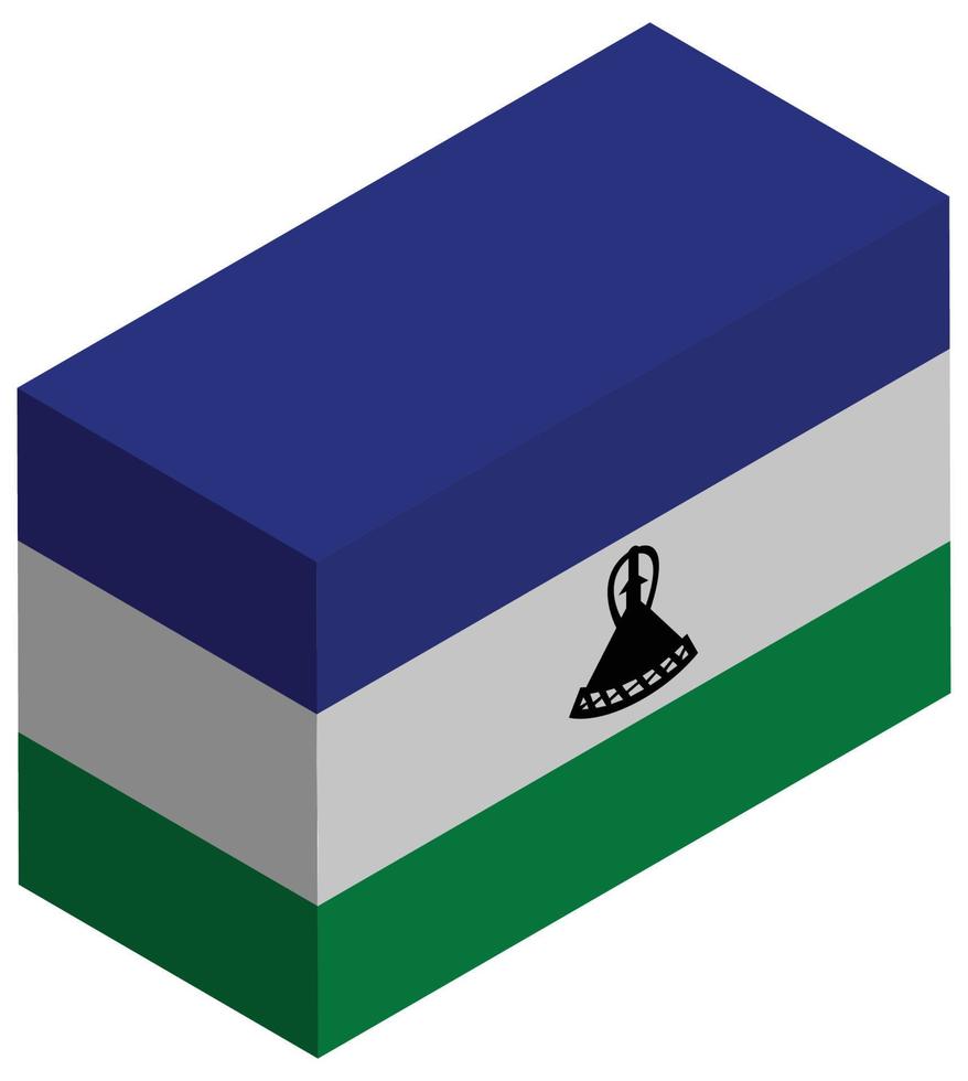 National flag of Lesotho - Isometric 3d rendering. vector