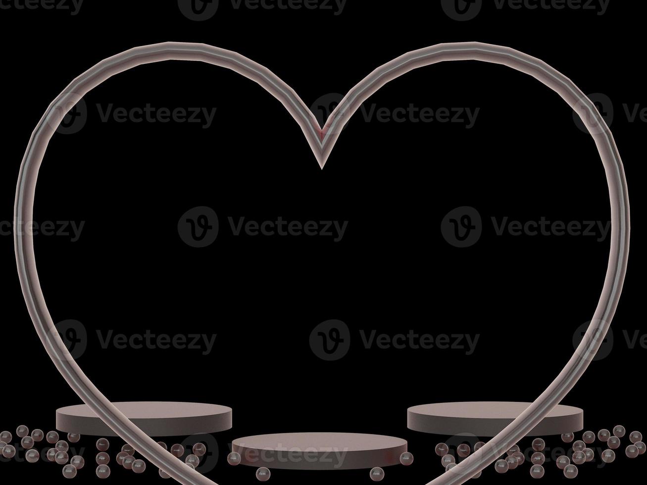 Valentines Day podium abstract. scene with Valentines object and black background, pink heart product display, luxury 3d render. stand for Valentines gift, showcase, cosmetic, podium product. photo