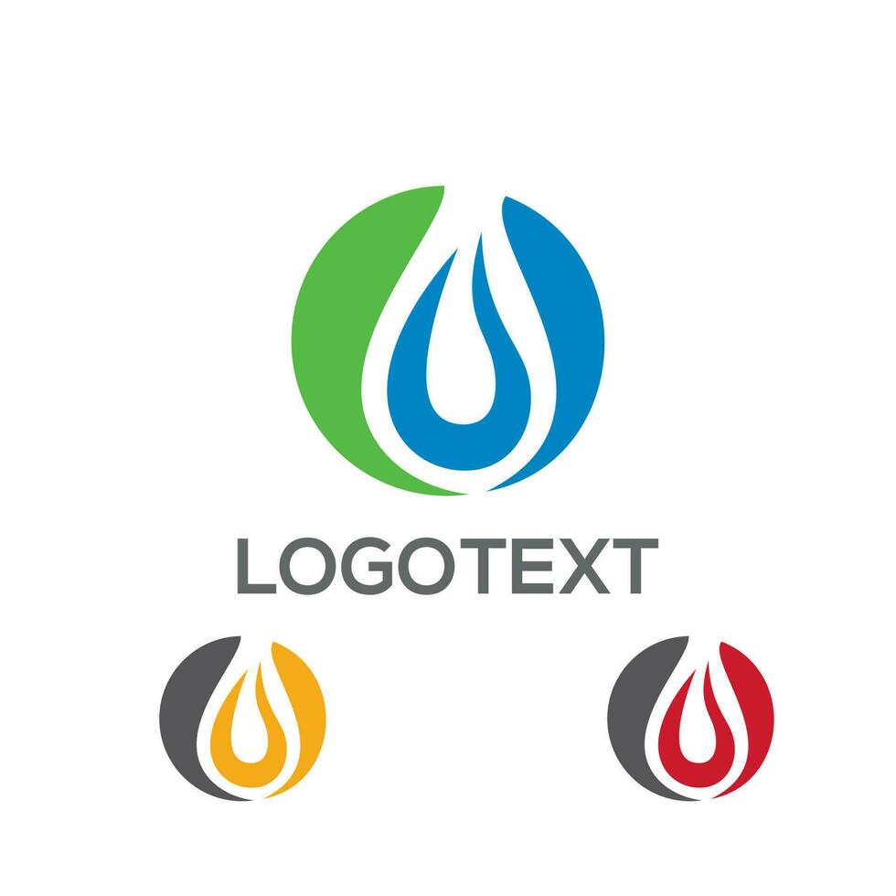 Abstract Water, Fuel and Flame logo design illustration vector