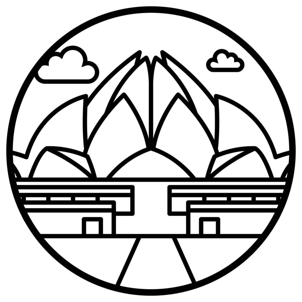 edificio mundialmente famoso - templo del loto - india vector