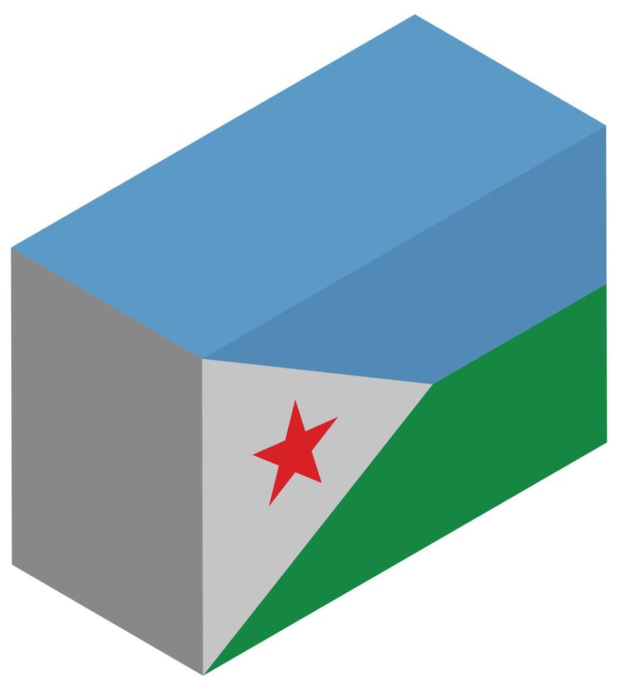 National flag of Djibouti - Isometric 3d rendering. vector