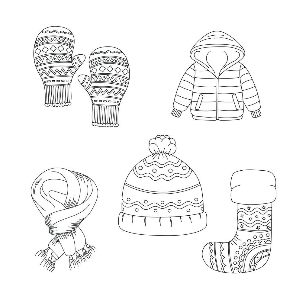 Winter Cloth Line Art Illustration vector