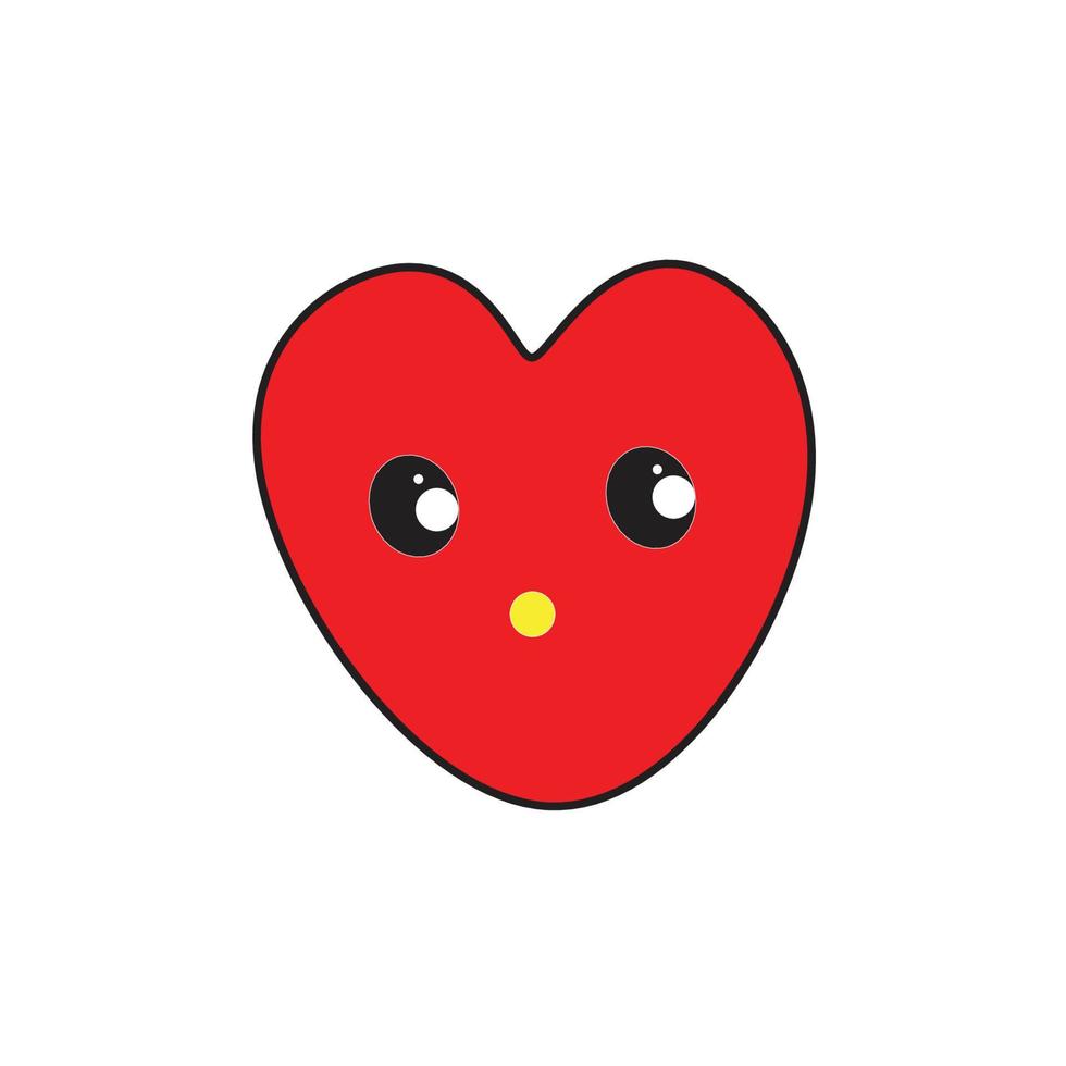 Cute heart face emoji. Smiling face icon with red heart, vector illustrator.