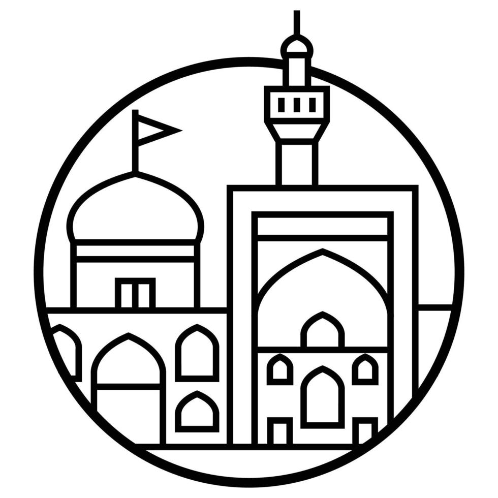 edificio mundialmente famoso - santuario iran imam reza vector