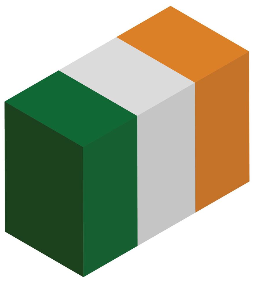 National flag of Ireland - Isometric 3d rendering. vector