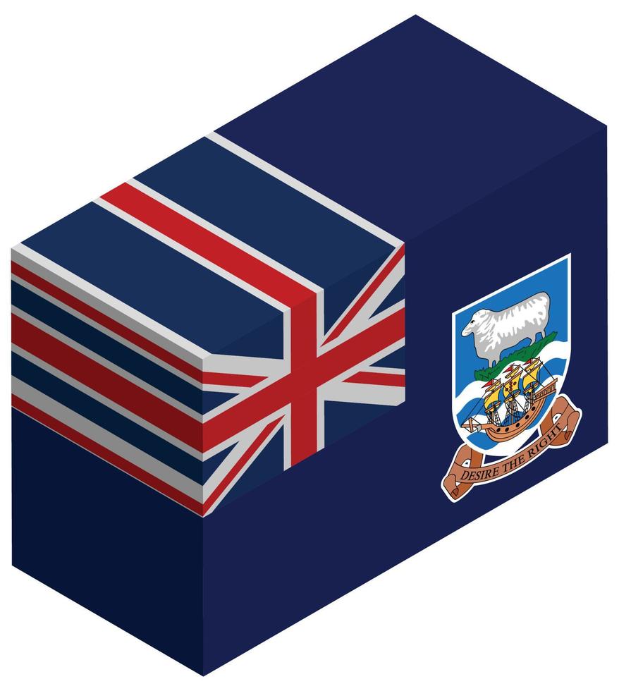 National flag of Falkland Islands - Isometric 3d rendering. vector