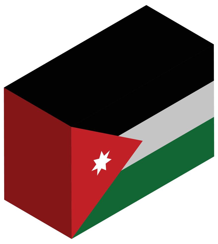 National flag of Jordan - Isometric 3d rendering. vector