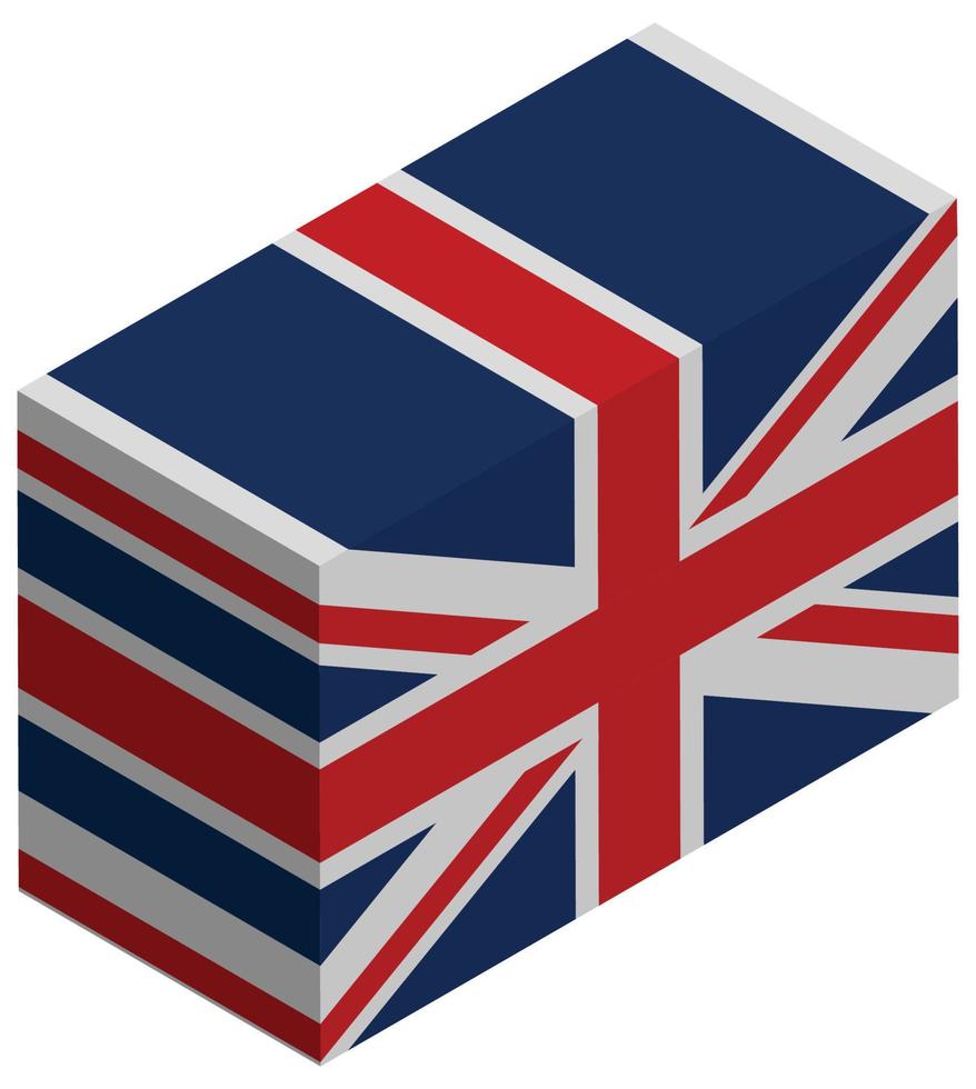 National flag of Great Britain - Isometric 3d rendering. vector