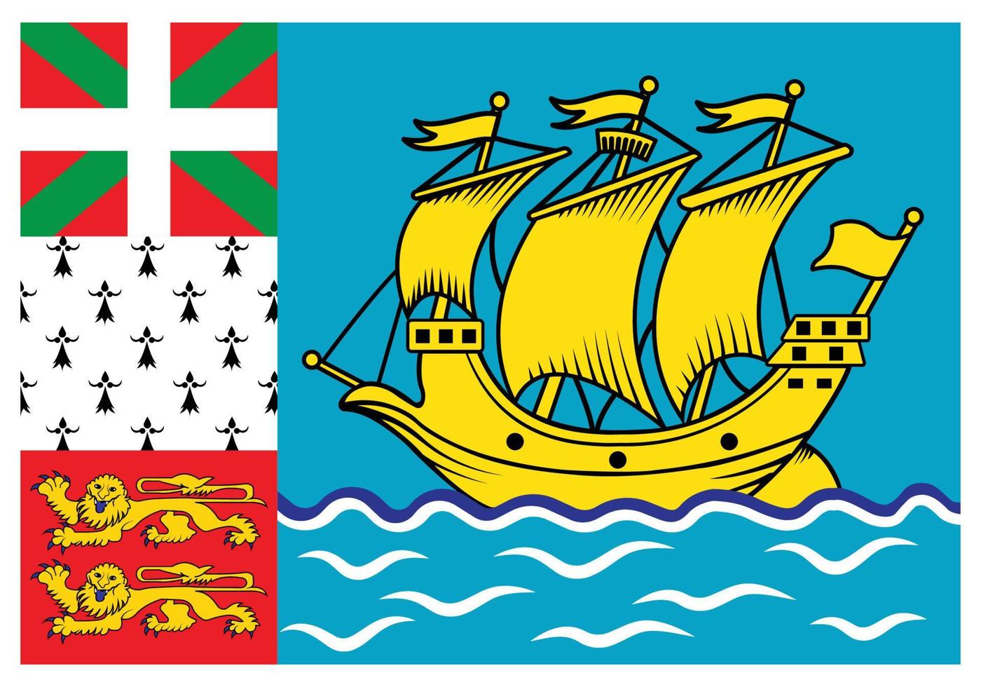 National flag of Saint Pierre and Miquelon - Flat color icon. vector