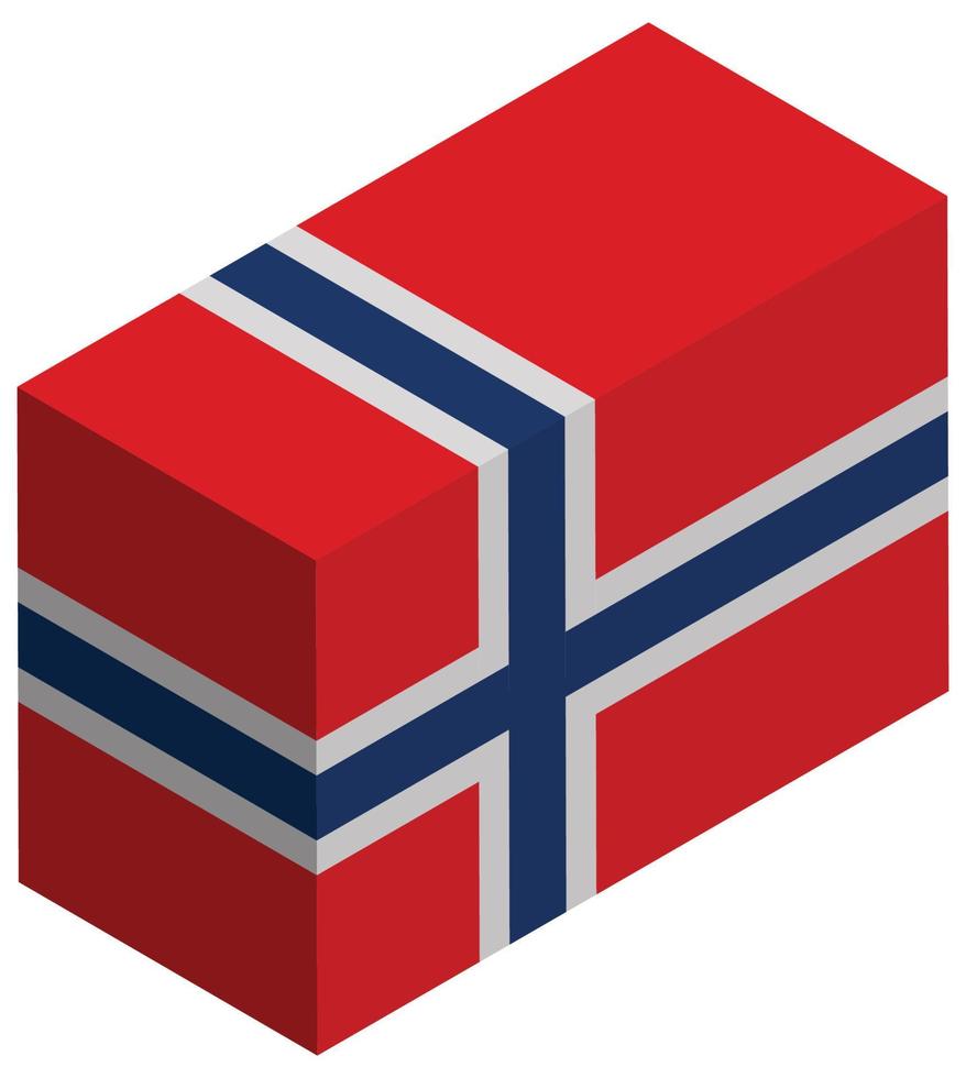 bandera nacional de noruega - representación isométrica 3d. vector