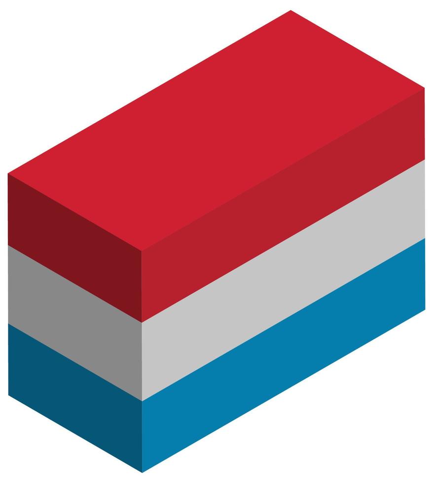 bandera nacional de luxemburgo - representación isométrica 3d. vector