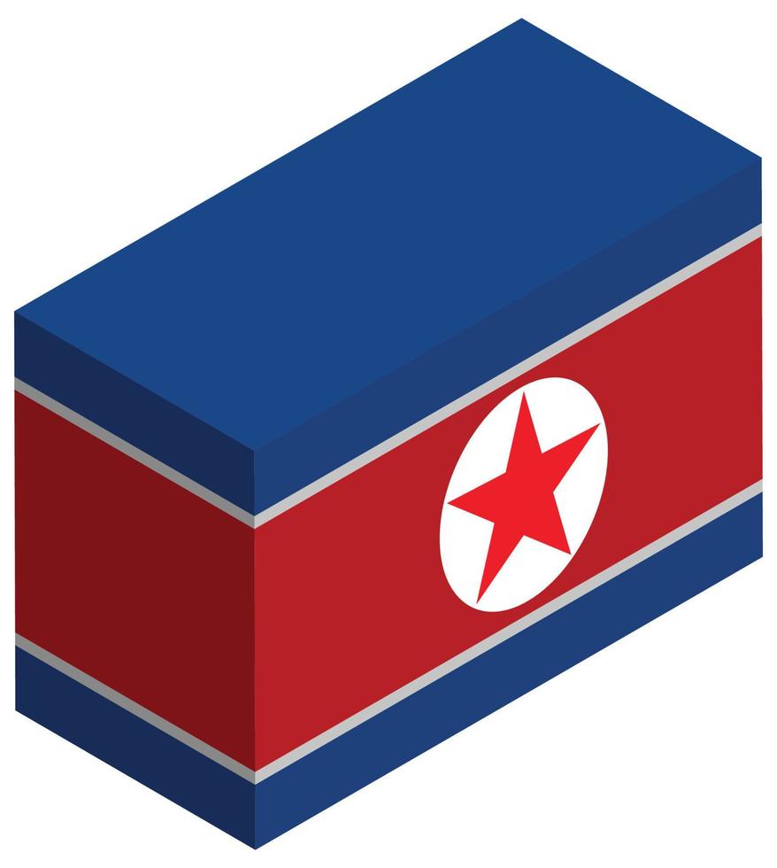 National flag of North Korea - Isometric 3d rendering. vector