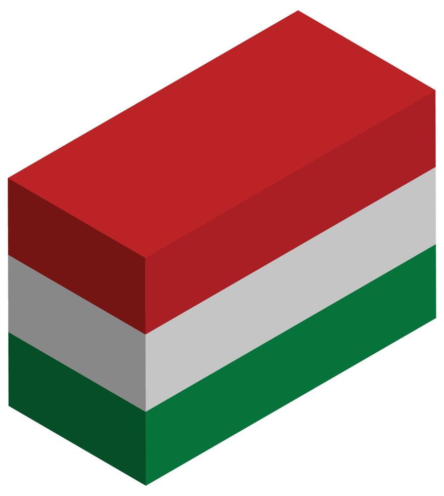 National flag of Hungary - Isometric 3d rendering. vector