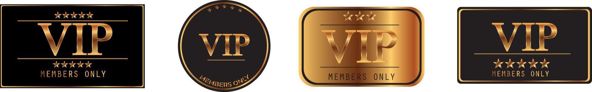 Vip Members Only Sticker. Golden Vector Illustration Banner Over white Background