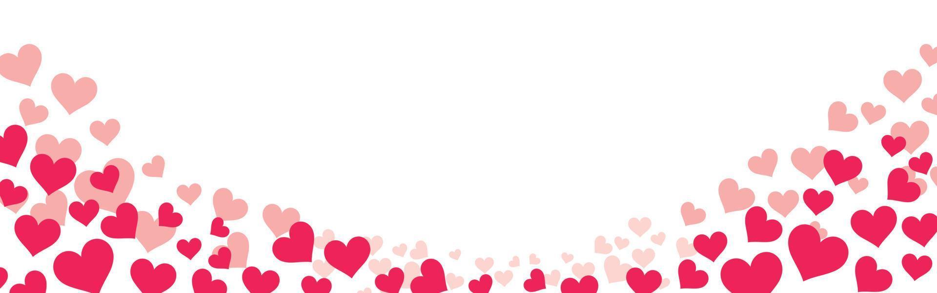 Love valentine's background with pink falling hearts over white. vector