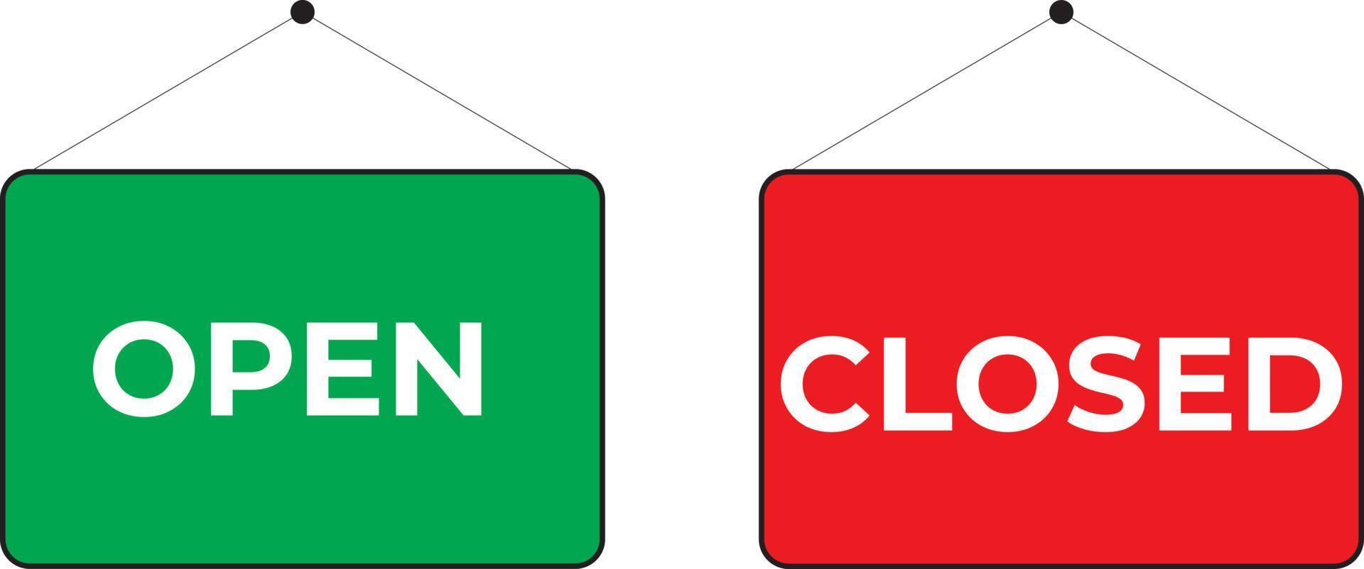 Open and closed sign set. Vector illustration